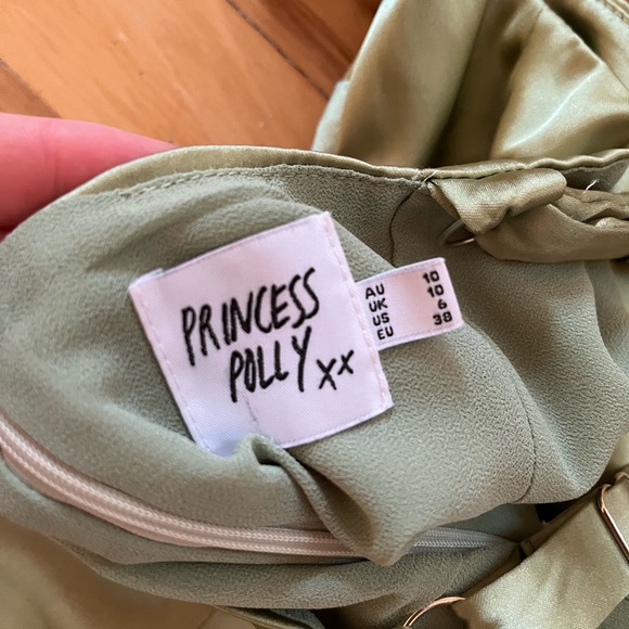 Princess Polly Satin Mini Dress in Sage Green - Picture 3 of 4